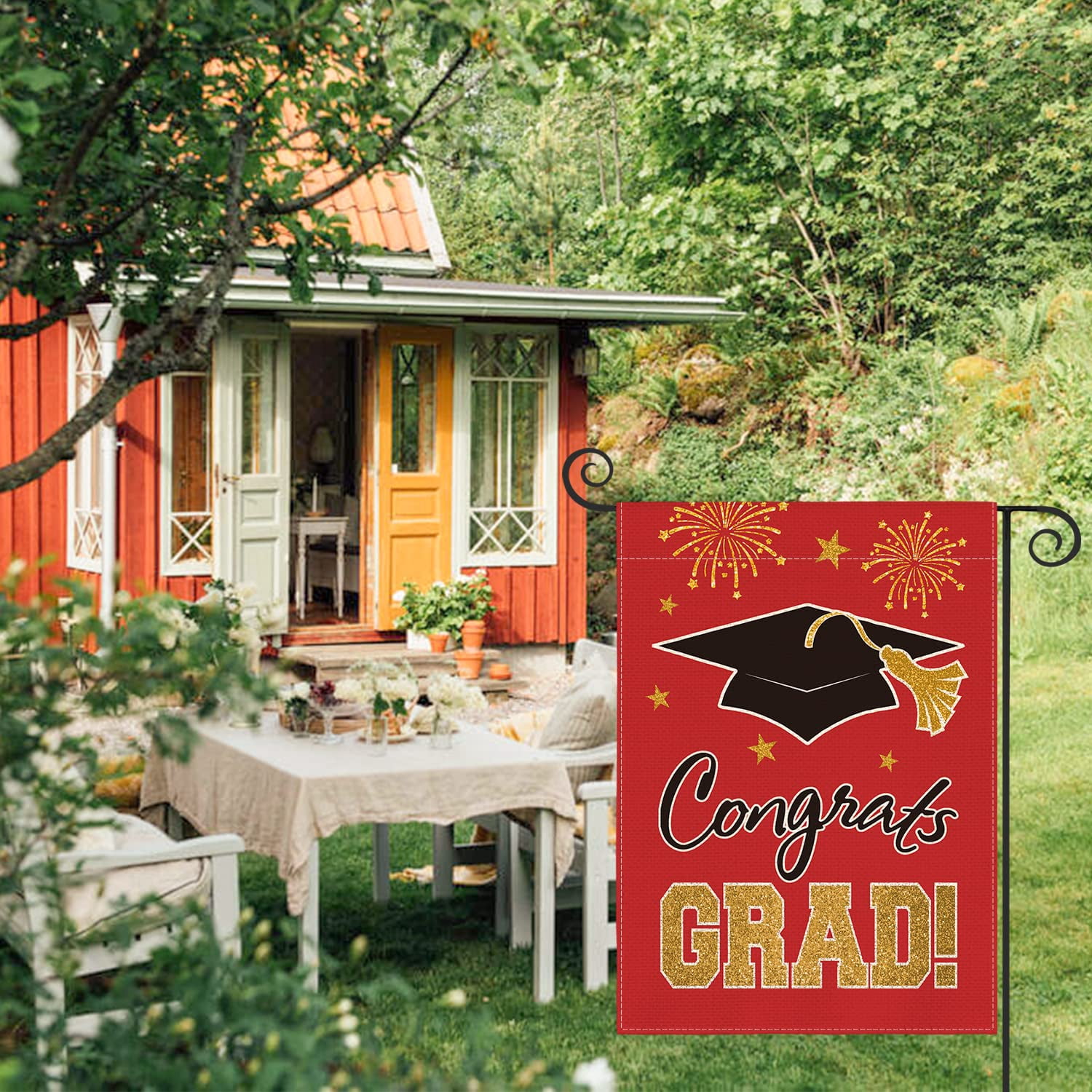 2026 Graduation Garden Flag Congratulations Graduation Ceremony Courtyard Outdoor Decoration 12 x 18 inches Graduation Diploma Hat Graduation Decoration