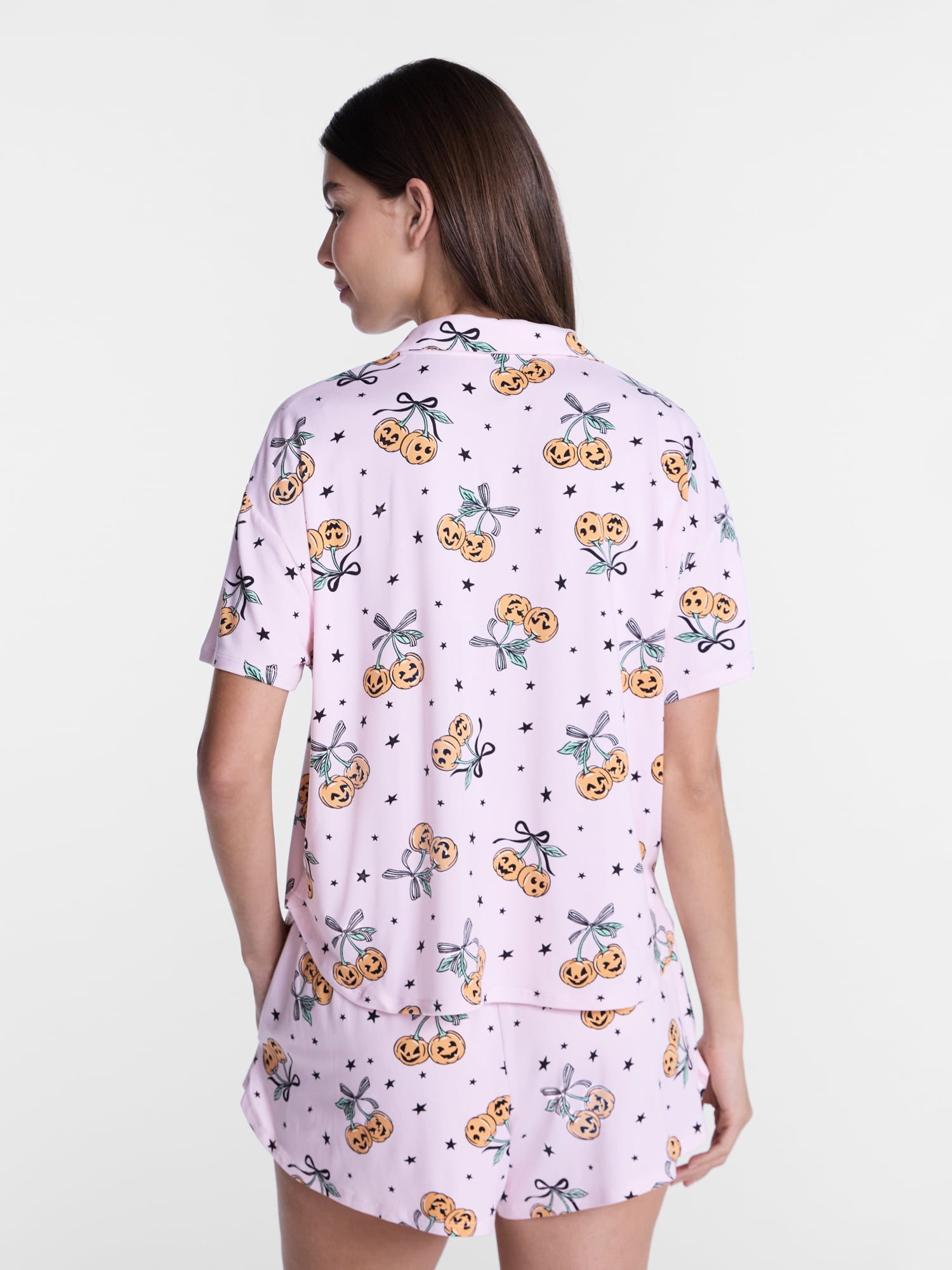 Halloween Women's Notched Top and Shorts Pajama Set from Way to Celebrate, 2-Piece, Sizes XS-3X