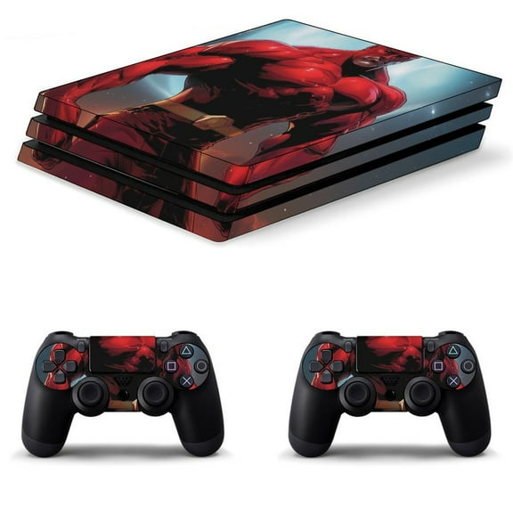 Decal Skin for PS4 Slim / PS4 Pro / PS4, Whole Body Vinyl Sticker Cover for Playstation 4 Console and Controller (Scarlet Hero)
