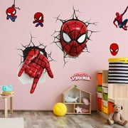 Spider-Man Breaking Through Wall Sticker Chilren Boys wall Decals Peel And Stickers for 3D Spider-Man Walls Bedroom Living Room Home Dcor( 15.7X23.7)inch