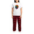 thumbnail image 4 of CafePress - Vibrant Multicolor Skull - Women's Short Sleeve Print T-Shirt and Pants Light Cotton Pajama Set, 4 of 7
