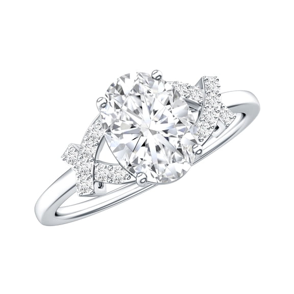 Rosec Jewels Oval Cut Solitaire Moissanite Designer Engagement Ring (6X8 mm, D-VS1 Quality), 925 Sterling Silver, US 4.00