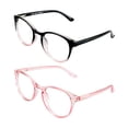 thumbnail image 4 of Blue Light Blocking Glasses, 2 Pack Computer Reading Glasses for Anti Eyestrain，Stylish Oval Frame, Anti Glare(Black Purple + Clear Pink, +0.75 Magnification), 4 of 6