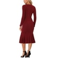 thumbnail image 3 of Vestidos Bodycon INSPIRE CHIC para mujeres con escote cuadrado y mangas largas para fiestas y clubes L Rojo Vino, 3 of 6