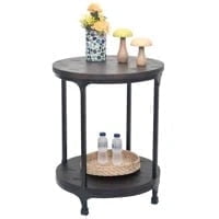 Industrial Round Wood & Metal Side Table