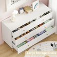 thumbnail image 4 of Dresser for Bedroom, 6 Drawer Dresser with Golden Handle, Chest of Drawers Wooden Dressers for Hallway, Living Room, Nursery Room, White, 4 of 17