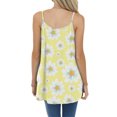 thumbnail image 3 of Fshinging 2026 Summer Fashion Tank Top for Women Pleated Spaghetti Strap Camisole Sleeveless Floral Print Holiday Cami Undershirts Yellow S, 3 of 5