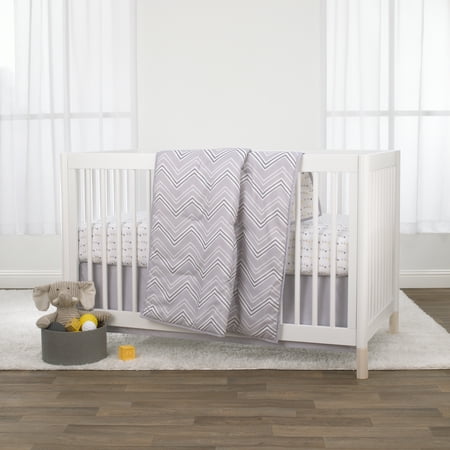 Little Love By Nojo Grey And White Chevron 3 Piece Crib Bedding