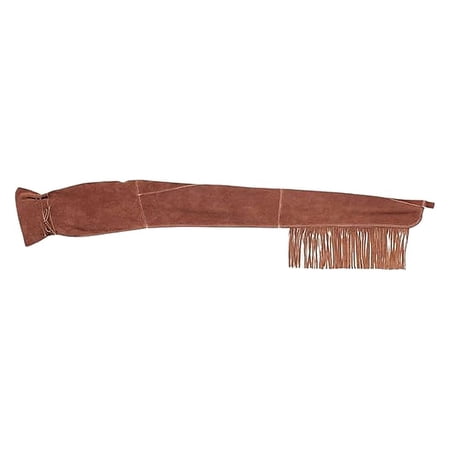 Rifle Sleeve 53 Inch - Suede Leather Gun Cover - Black Powder Rifle Protection - Fringed Rifle Case - Brown Plain Finish