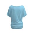 thumbnail image 6 of Womens Short Sleeve Boat Neck Side Shirring Dolman Drape Top, 6 of 6