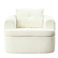 thumbnail image 5 of Fnkosi Accent Chair, Living Room Chairs with 360-Degree Rotation, Corduroy Fabric Reading Chair, No Assembly Required, Single, Cream, 5 of 9