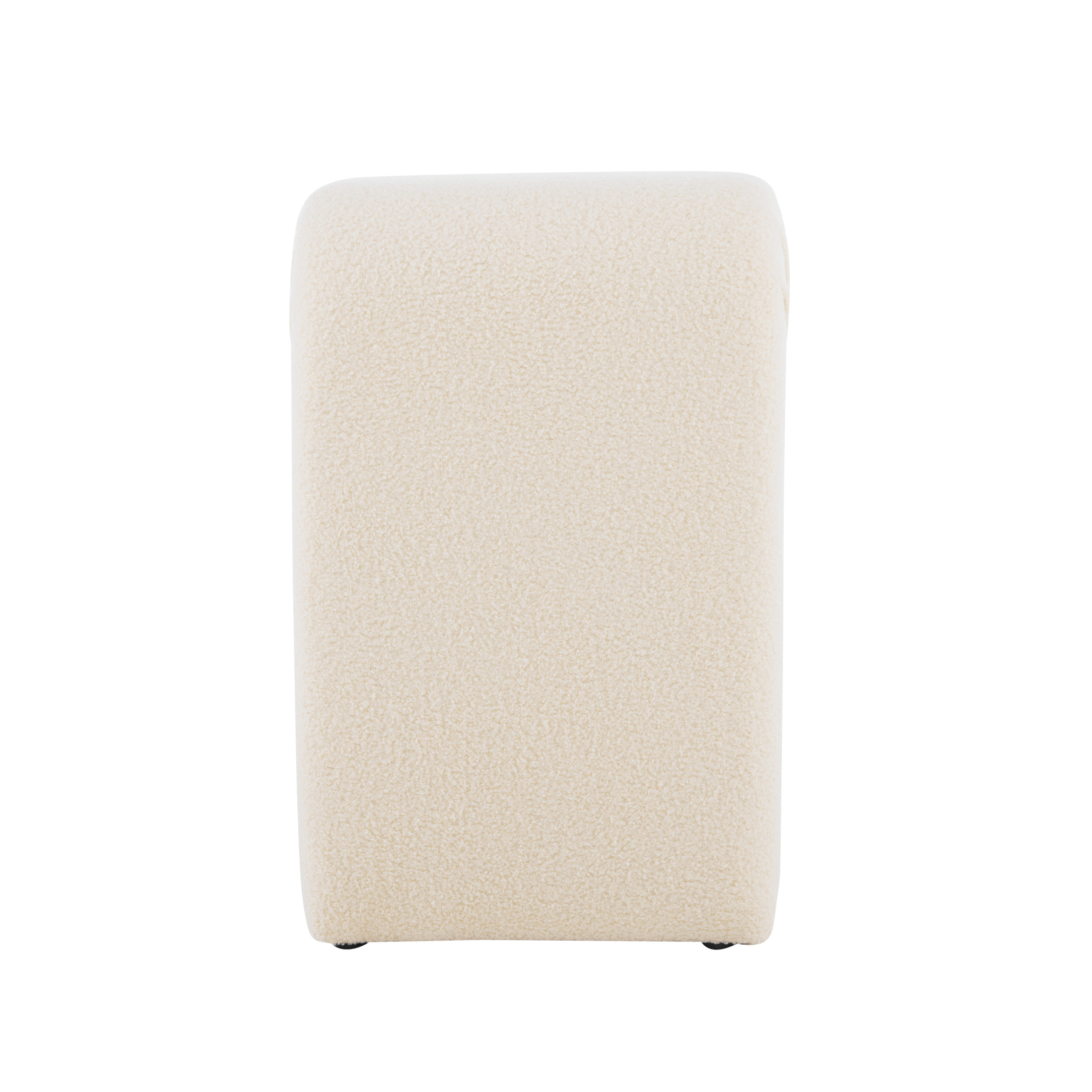 Upholstered Boucle Stools with Footrest, Wood Frame, Beige