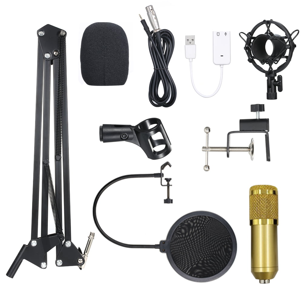 Htovila BM800 Condenser Microphone Lit Pro Audio Studio Recording &  Brocasting Adjustable Mic Suspension Scissor Arm Filter