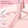 thumbnail image 4 of Trípode palo selfie Mouzakon 30-170 cm rosa con Bluetooth, 4 of 7