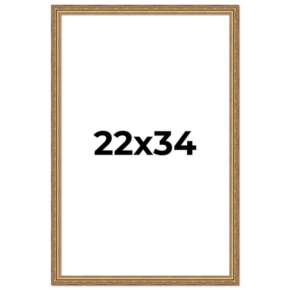 22x34 Frame Gold Solid Wood Picture Frame Width 1.25 Inches | Interior Frame Depth 0.375 Inches |