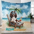 thumbnail image 4 of English Springer Spaniel Hello Summer Beach Theme with Sunglasses and Tropical Cocktail Quilt Blanket Springers Dog Lover Gifts Cozy Comforter Throw Blanket - 00009, 4 of 5