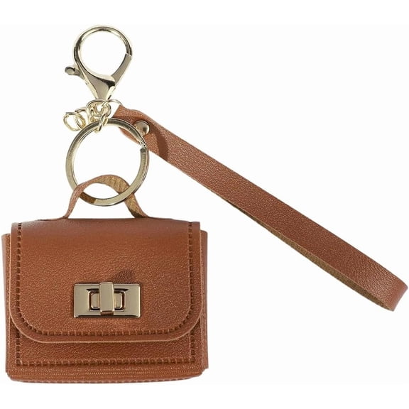 Small Backpack Keychain Miniature PU Leather Change Pouch Coin Purse Pendants Twist-lock with Key Ring Headset Bag Small Headphone Bag Keychain Charms for Women Purse Handbag Decor (Coffee)
