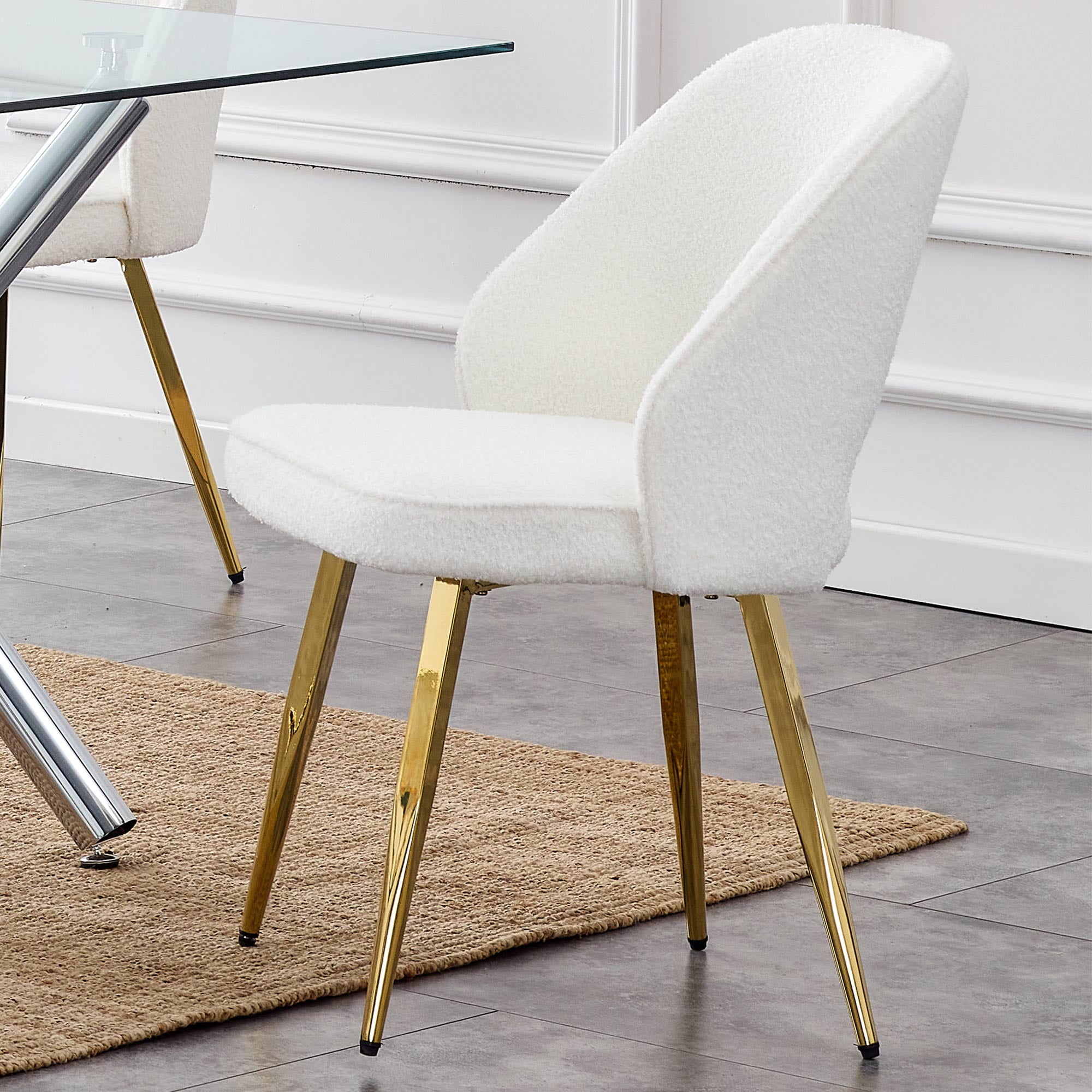 Modern Dining Chair, Accent Chair with Metal Legs, Upholstered Vanity