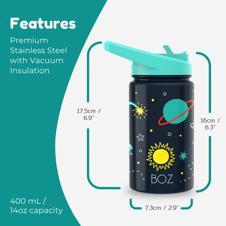 Oisiz Kids Water Bottle with Straw Lid 14oz Vacuum Insulated 316