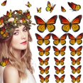 thumbnail image 1 of 12 pinzas para el pelo de mariposa monarca, 4 tamaños, simulación 3D, pasadores para el pelo, pinzas para la cabeza de mariposa para Halloween, Día de los Muertos, decoraciones del Día de los Muertos, 1 of 4