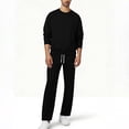 thumbnail image 6 of BiZtdJrK Lounge 2 Piece Sets for Men Loose Fit Solid Casual Fall Sweatsuits Crew Neck Long Sleeve Sweatshirts and Pants Outfits with Pockets Black M, 6 of 10