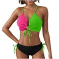 thumbnail image 4 of Traje de baño para mujer, moda femenina, bikini de dos piezas con tirantes en contraste de color dividido, trajes de baño para mujer, conjuntos de bikini para mujer, trajes de baño bikini para mujer, 4 of 7