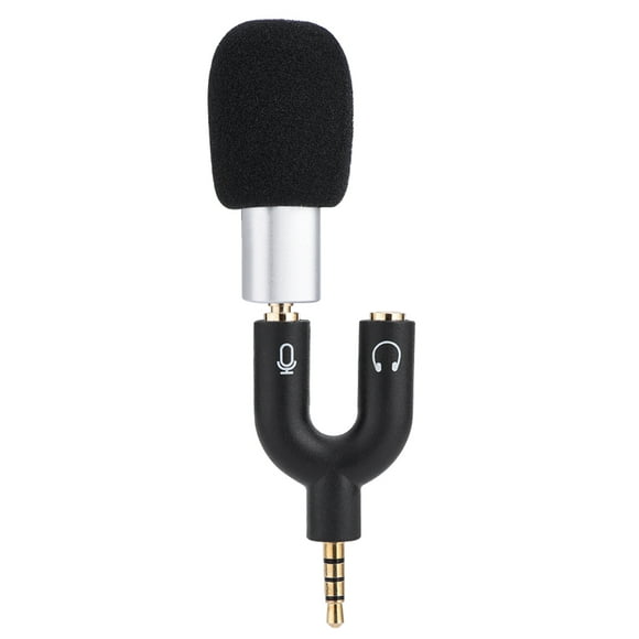 ZOUSSIQI Mini Professional Condenser Microphone Mic Recording w/ 1-to 2 Adapter for iPhone/iPad/Android EL225#39875