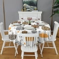 thumbnail image 2 of Fall Pumpkins Stars Pattern Round Tablecloth 60" X 60",Wrinkle Wipeable Table Cloth for Kitchen Dining Room Picnic Patio Party, 2 of 6