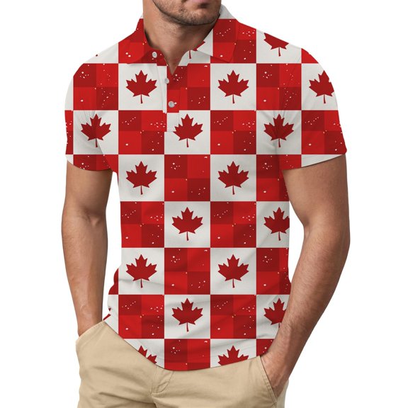 Mens Golf Polo Shirts Casual Shirt Summer Short Sleeve Printed T Shirt