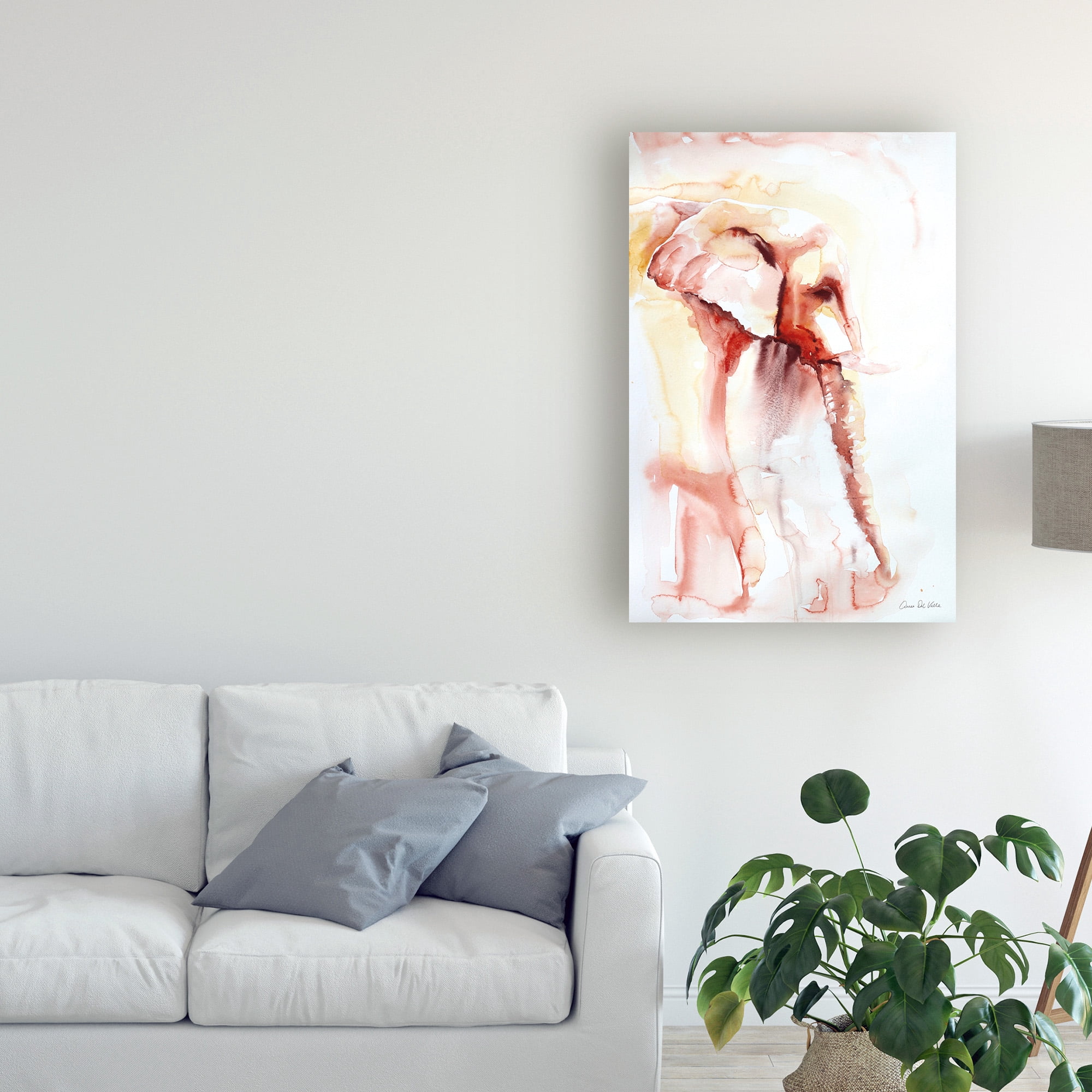 Trademark Fine Art 'African Elephant Pink Yellow' Canvas Art by Aimee Del Valle