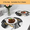 thumbnail image 5 of Black Grey Ombre Round 15 Inch Placemats Set of 2, Moire Modern Aesthetics Geometric Abstract HeatResistant Non Slip Place Mats for Dining Table, Wipeable Braided Kitchen Table Mats for Housewarming, 5 of 9