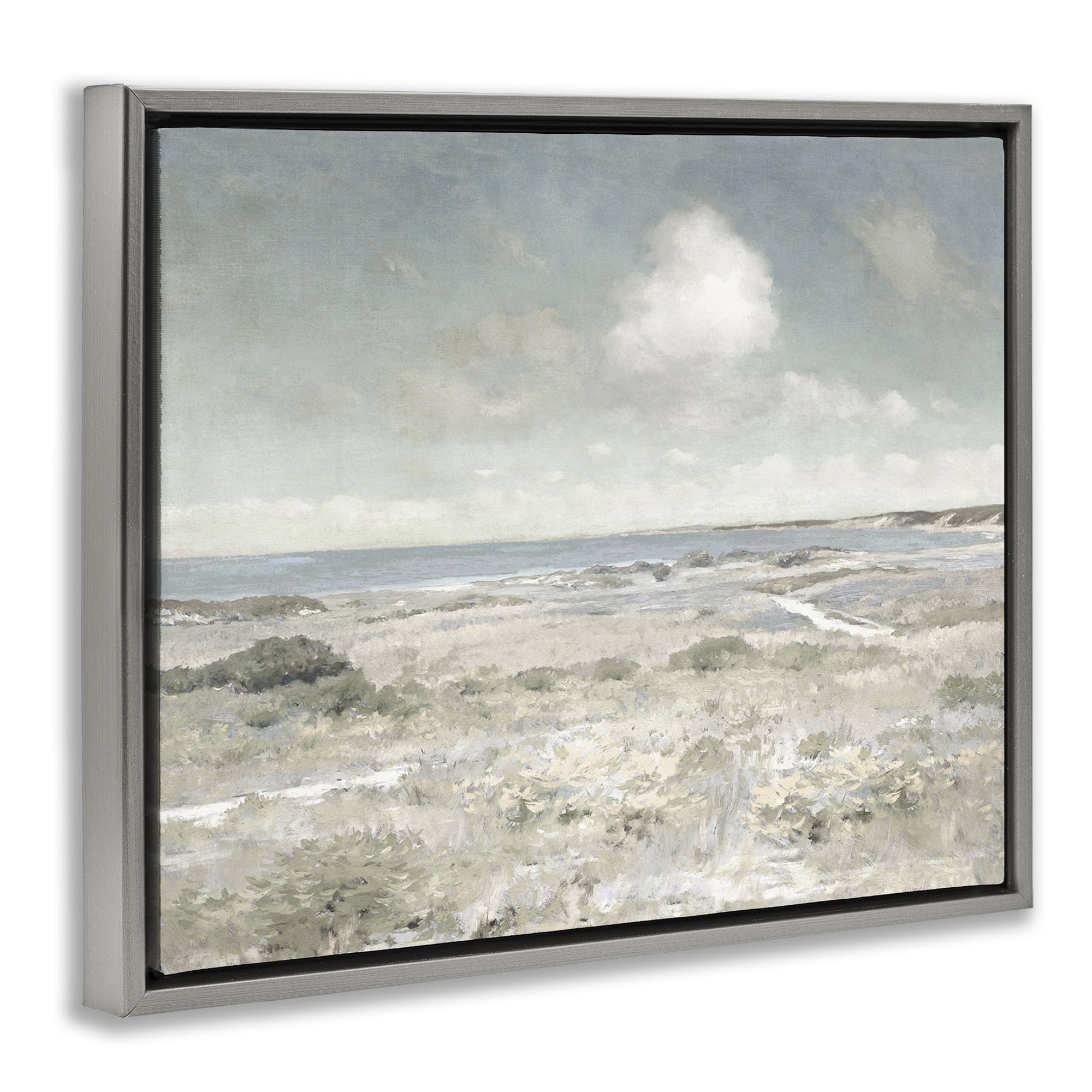 Stupell Industries By The Shore Neutrals Gray Framed Floater Canvas Wall Art, design by Christy McKee
