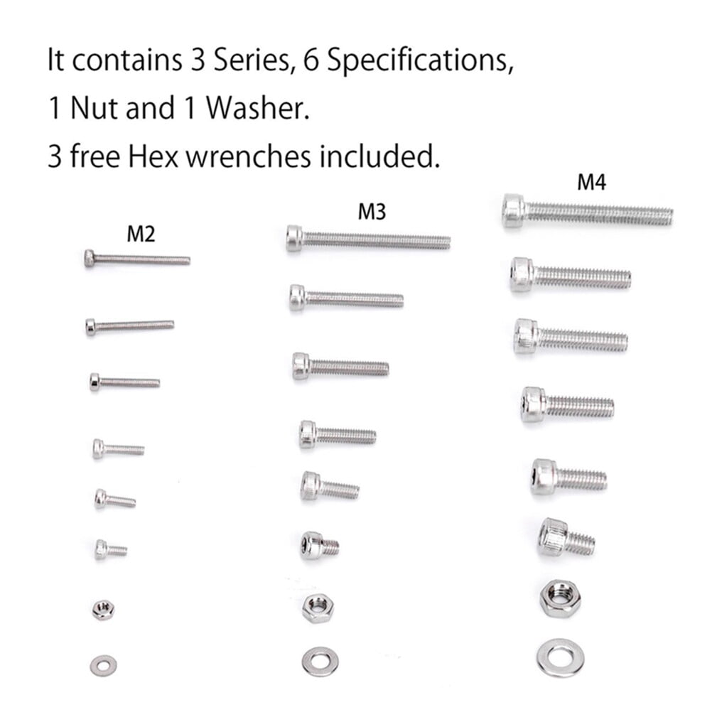 YSNOOWE 1080Pcs 304 Stainless Steel Socket Screw Nut Washer Kit with Flat Washers for Home and Industrial Use