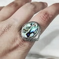 thumbnail image 4 of Abalone Shell Ring, Natural Flat Abalone Shell, Gents Ring, Silver Jewelry, 925 Silver Ring, Birthday Gift, Heavy Mens Ring, Arabic Design, Ottoman Style Ring, Christmas, Turkey Mens Signet Ring, 4 of 5