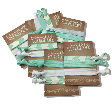 - Jeune Marie Ribbon Hair Ties No Crease Elastics Handtied Ouchless Ponytail Holders Hair Band Bracelet Favors for Bachelorette Parties, Bridal Showers, and More! (Have and to Hold - 6 Pack, Mint)