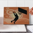 thumbnail image 2 of Basketball Cutting Board, Basketball Player Silhouette Athlete Competition Championship Promotion, Decorative Tempered Glass Cutting and Serving Board, Small Size, Pale Orange Black, by Ambesonne, 2 of 5