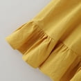 thumbnail image 5 of Sngxgn Girls Ruffle Trim Dress Print and Solid Color A-line Swing Flared Belted Casual Party Dress(Yellow,120), 5 of 7