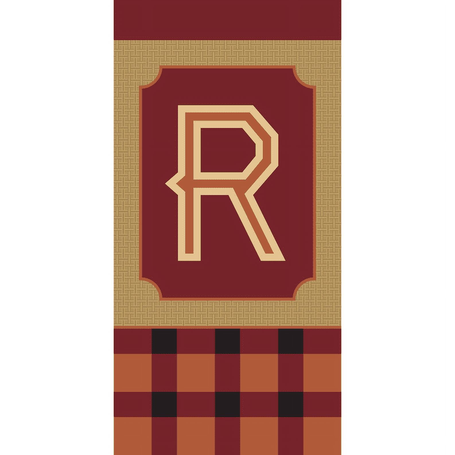 Magnolia Gardens M040034 4 x 8.5 in. Double Applique Fall Monogram R Burlap Mini Garden Flag