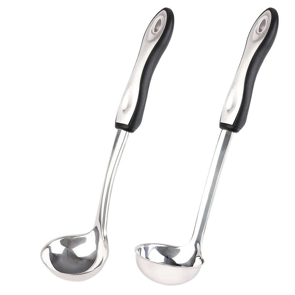 2 Pcs Stainless Steel Ladle with Comfortable Grip Soup Ladle with