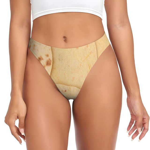 Fotbe taco tortilla Tanga Sin Costuras para Mujer con Estampado – Panties Invisibles, Transpirables y Cómodos para Uso Diario-Small
