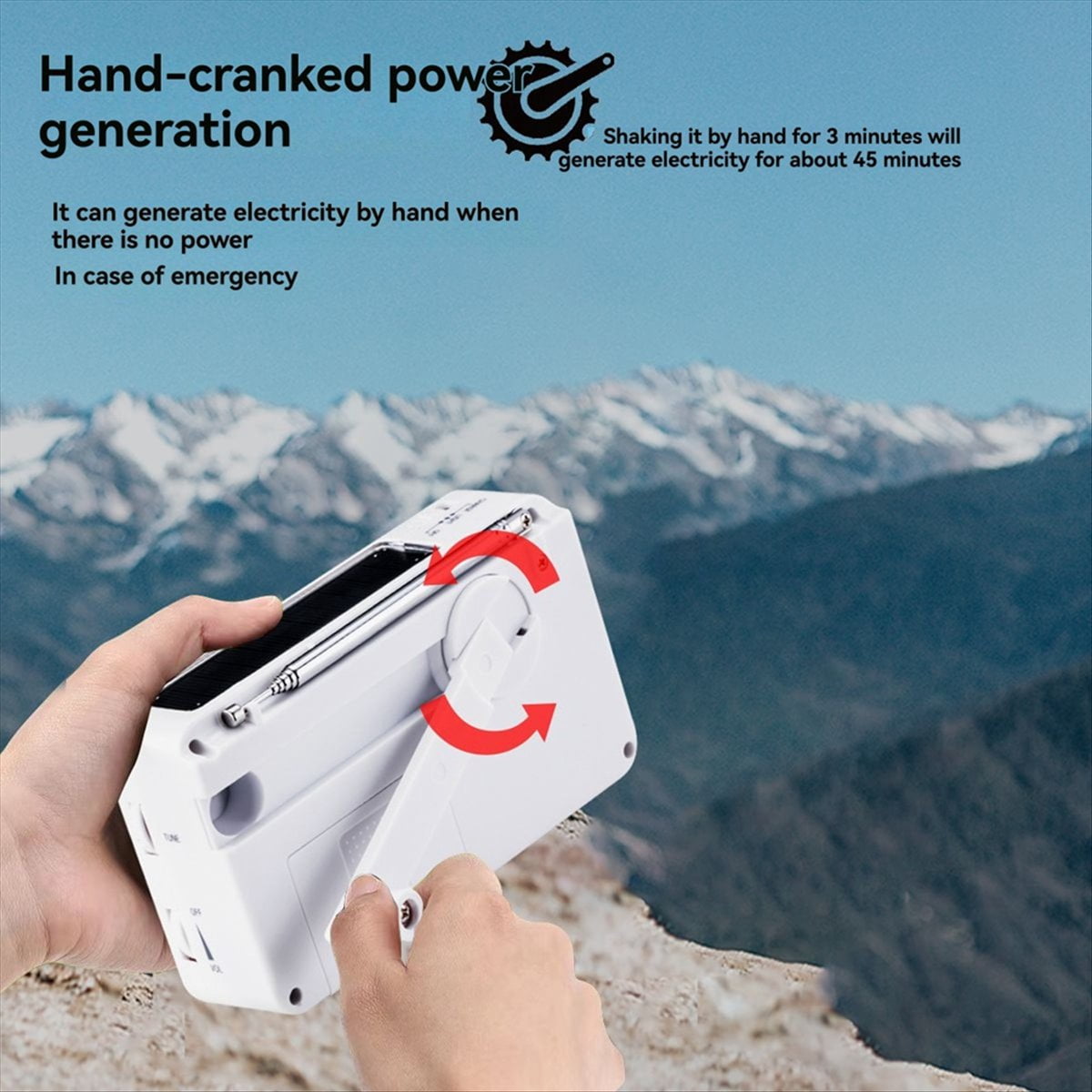 FM/AM Radio Solar Hand Crank Self Powered Radio Multifunctional Portable Emergency Radio with Flashlight White,1 x Portable Radio 1 x USB cable,White