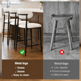 thumbnail image 5 of Bar Stools with Back Sets of 2, LEGAHOME 26"Counter Height Bar Stool, Modern Farmhouse Upholstered Bar Stool Chairs Set of 2 with Curved Back & Black Metal Legs for 34"-39" Kitchen Island, 5 of 7
