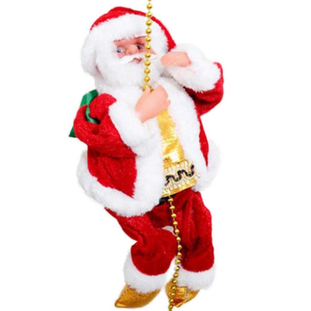 Christmas Animated Santa Claus Figure Rope Climbing 8" Xmas Novelty Plush Gift 