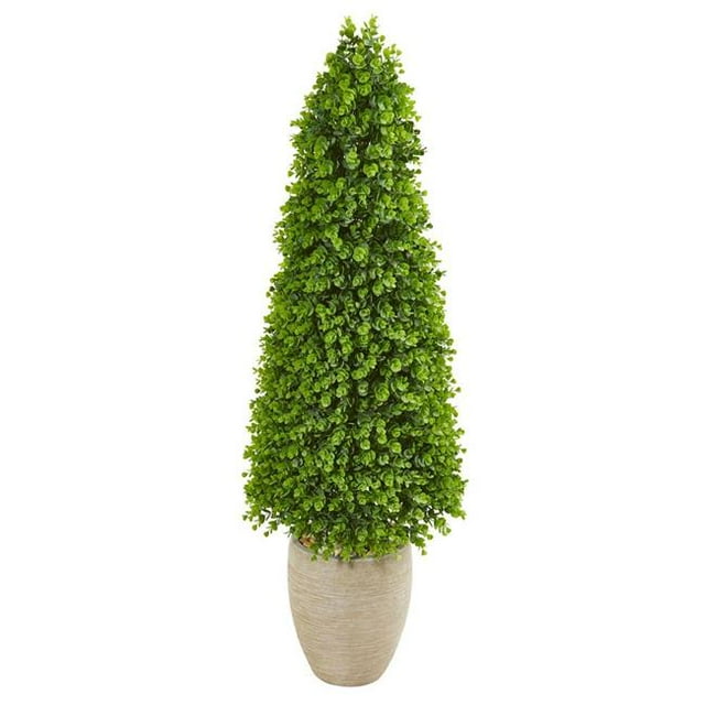 Nearly Natural 9401 52 in. Eucalyptus Topiary Artificial Tree in Sand Colored Planter