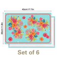 thumbnail image 3 of Linen Placemats Set Of 6 11.8x17.7 Inch,Pioneer Colorful Flowers Fabric Table Mats,Resistant Washable Wipeable Table Mat for Party Kitchen Dining Home Decor, 3 of 5