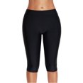 thumbnail image 1 of MAWCLOS Women Swimwear Elastic High Waist Bathing Suit Knee Length Swimsuit Athletics Hot Spring Solid Color Swim Shorts Black L, 1 of 9