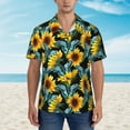 thumbnail image 2 of Sikiie Blue Batterflies Sunflower Print Men's Hawaiian Shirt, Summer Beach Button Pocket Short Sleeve T-Shirt,X-Large, 2 of 7
