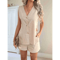 thumbnail image 6 of Womens Summer Vacation Outfits Beach Travel Cruise Resort Wear 2 Piece Short Sets Casual Tank Tops and Shorts Khaki XL, 6 of 7