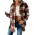 thumbnail image 1 of Veste Surchemise à Manches Longues pour Filles et Femmes, à Carreaux, Boutonnée, Décontractée, Surdimensionnée avec Poche, 1 of 3