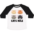 thumbnail image 3 of Inktastic Cats Rule with Cat Heads Boys or Girls Toddler T-Shirt, 3 of 5
